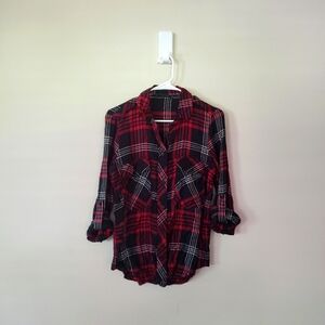 Worn Once Zara Basics Plaid Shirt - Size Small - Roll Sleeve